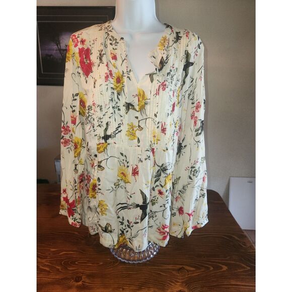 Old Navy Tops - Old Navy Women's Floral Long Sleeve Blouse Top Pullover Shirt Size M Medium
